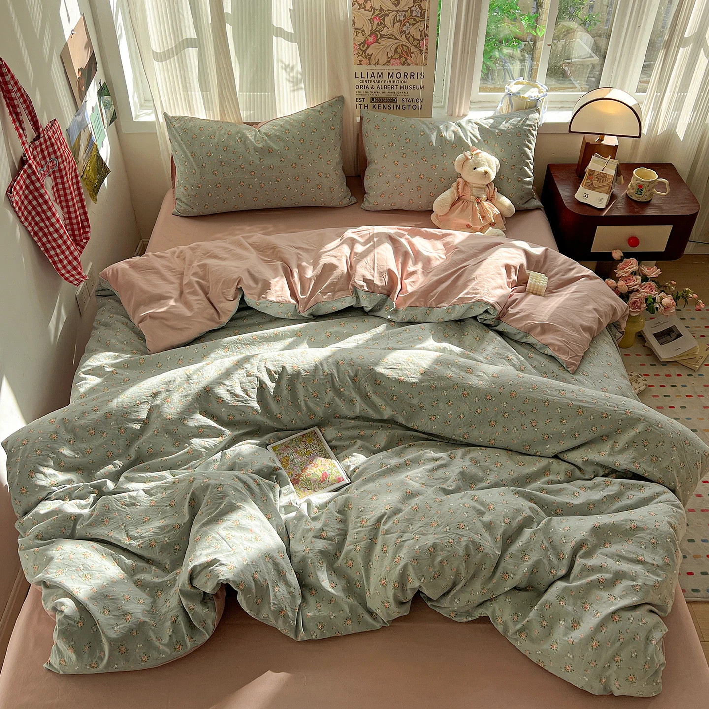 Princess Bedding Set Floral Style Soft Bed Sheet Set Queen King Size Duvet Cover Set No Filling With Pillowcase Bedroom Decor