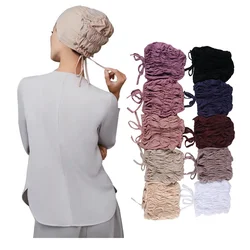 Tampas de turbante de algodão macio para mulheres muçulmanas, forro de cinta, seda cetim, lenço hijab, véu árabe islâmico, moda