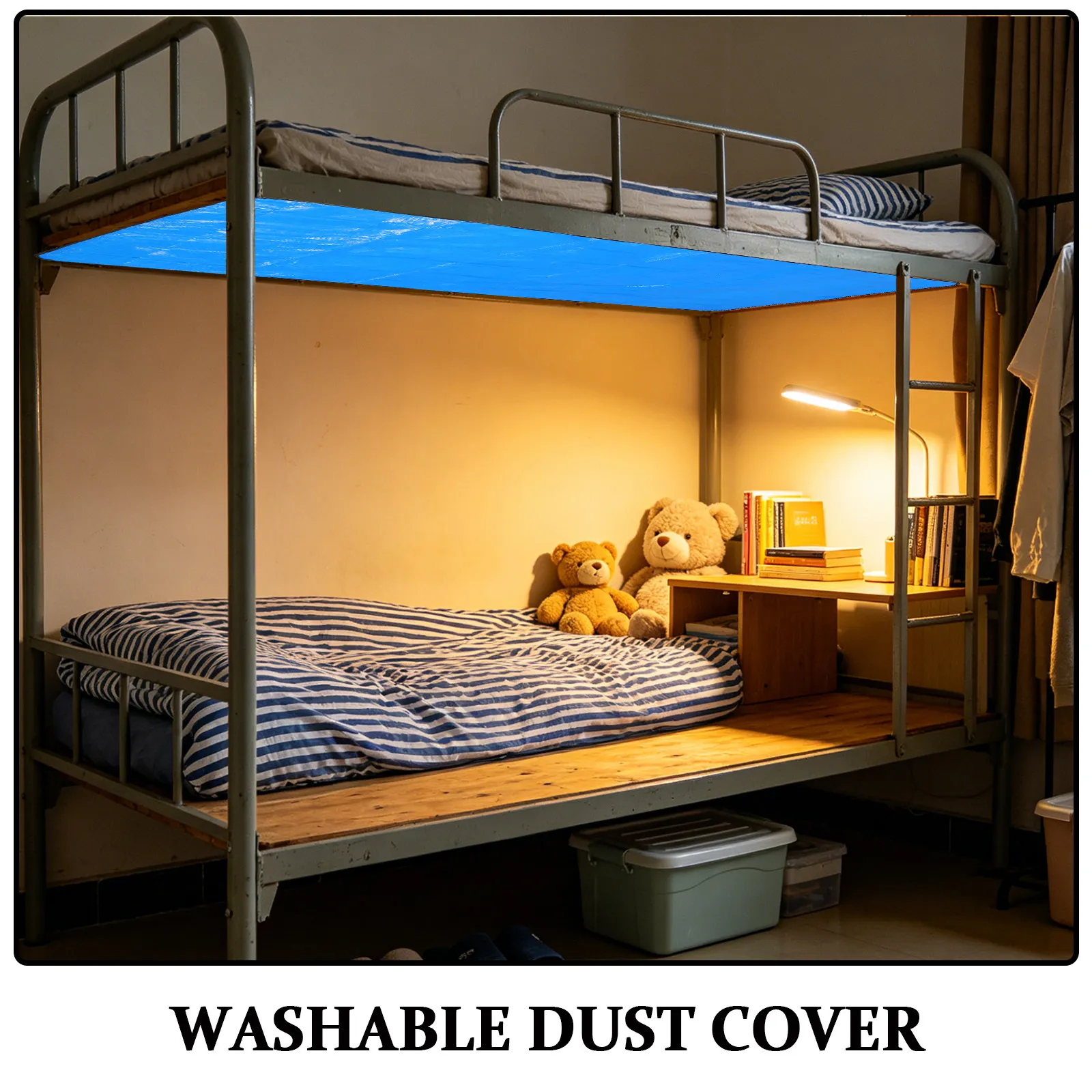 Bottom Bunk Dustproof Canopy Heavy-Duty Waterproof Barrier Dorm Bunk Bed Ceiling Protector Panel Debris Shield