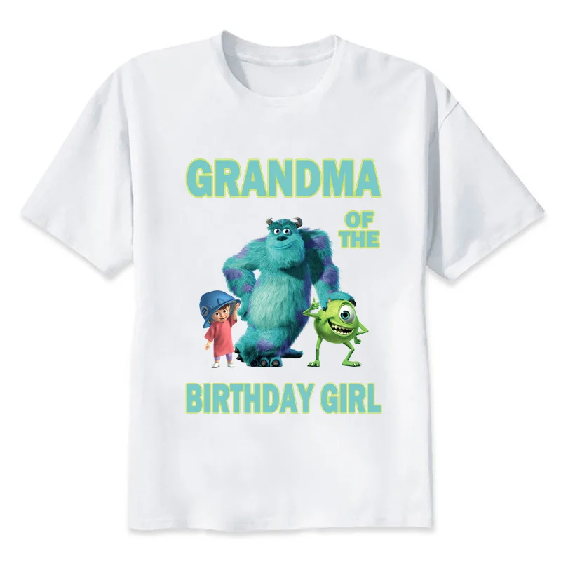 Disney Family Matching Outfits For Birthday Girl Monsters Inc University Theme Family Look T-shirt Kids Clothes Father Mother