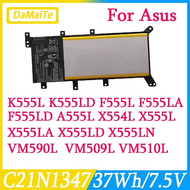 Batterie d'ordinateur portable pour ASUS, C21N1347, X554L X555L X555 X555LB X555L AX555LD X555LN X555LP X555LA F555A F555U W519L F555UA VM590L VM