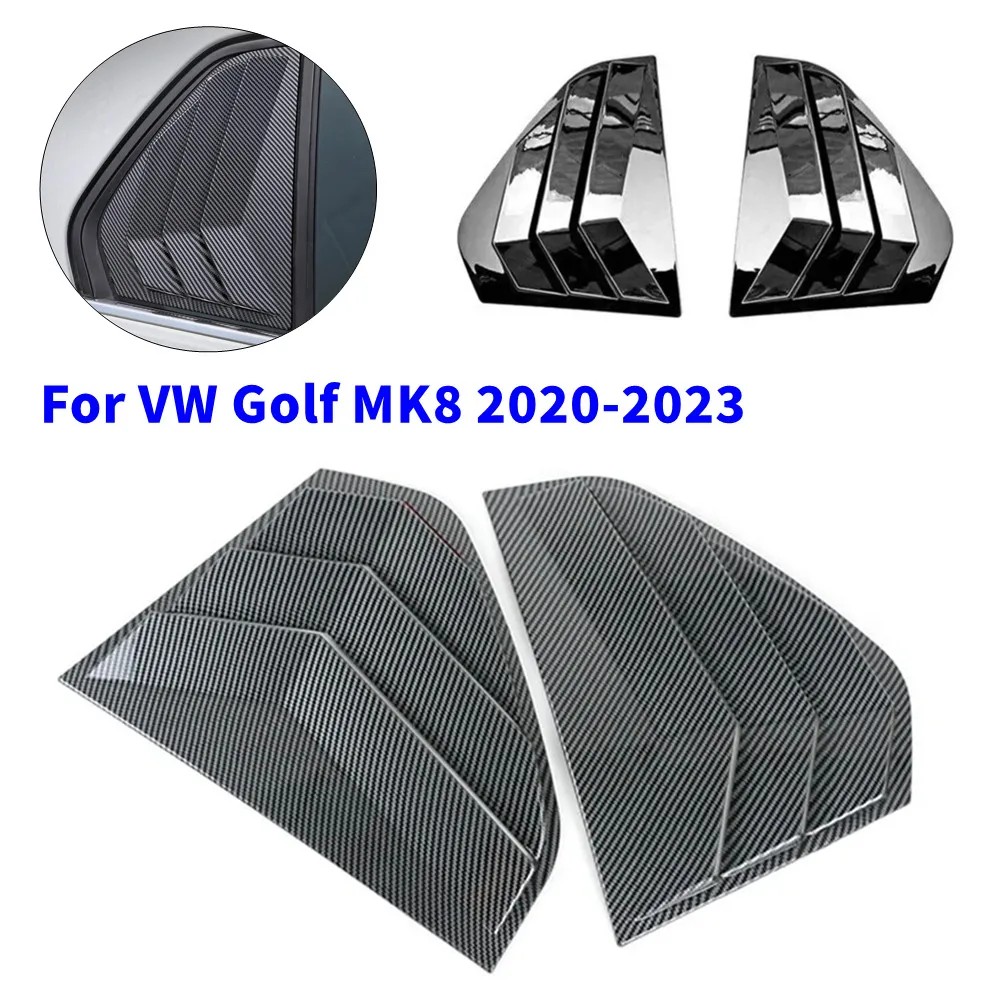 2PCS For VW Golf MK8 2020-2023 Car Rear Window Quarter Louver Cover Exterior Side Vent Shutter Trim Accessories