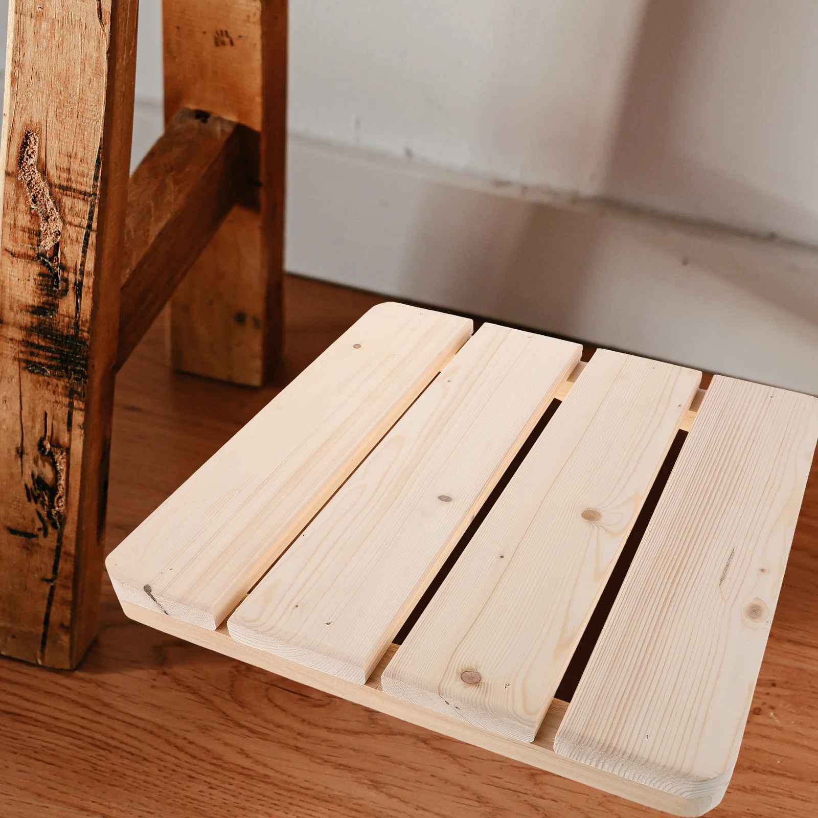 30X30Cm Solid Wood Bath Mat Natural Waterproof Non-Slip Shower Floor Platform For Steam Room Sauna Spa Pool Use