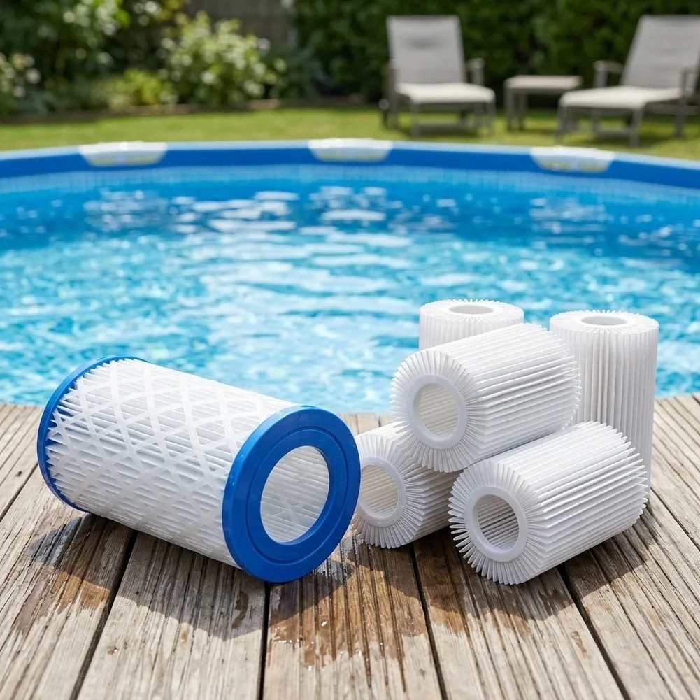For Triple Filtration Pool Filter Cartridges 6-Pack for Enhanced Filtration Efficiency in Residential Pool Systems