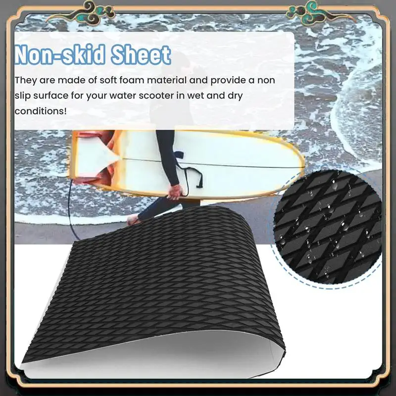 M45K-Водный скутер, нескользящий морской пол, лист синтетической пены Eva, 37X92 см, черный коврик для доски для серфинга, водные лыжи, скольжения