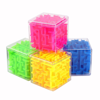 8cm/3.15in Cube 3D Maze Puzzle Six-sided Rolling Ball Game Labyrinth Children Balance Training Stress Reliever Toys for Kids