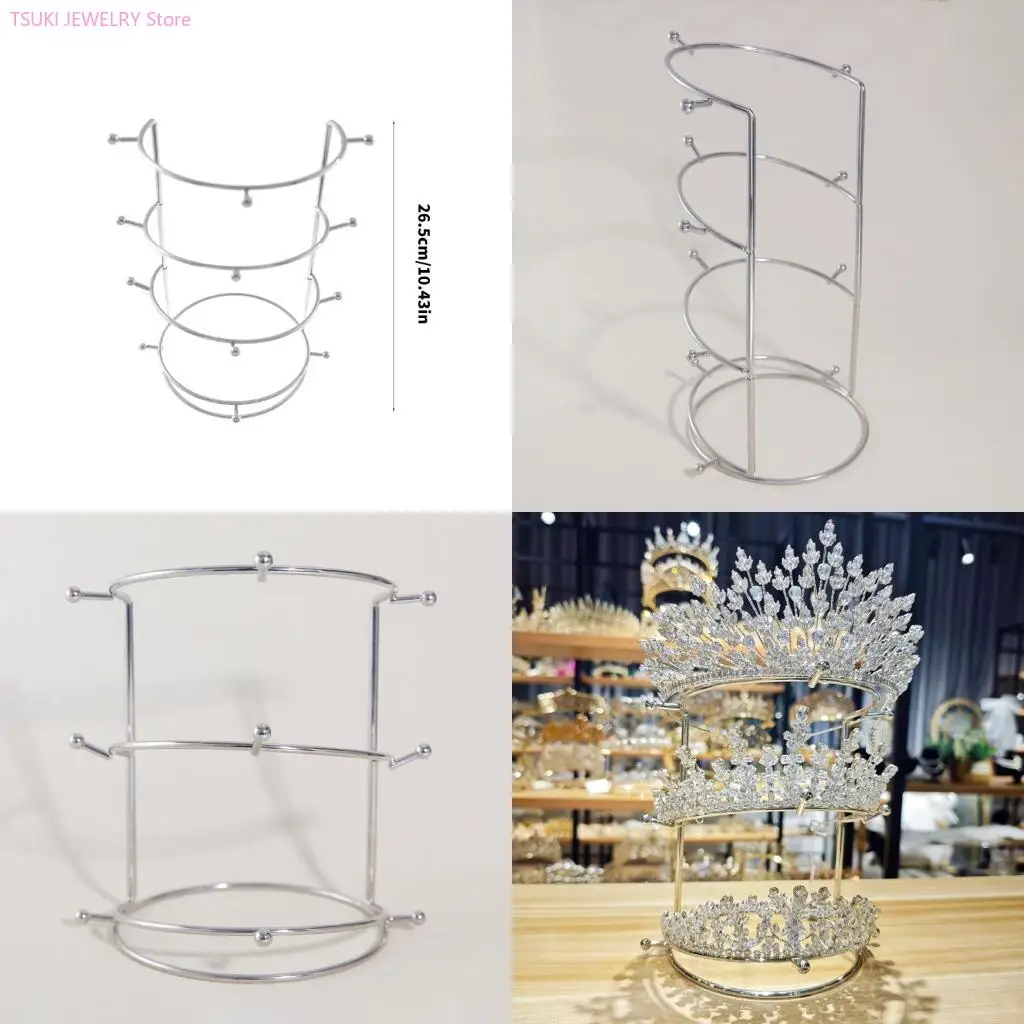

62KE Versatile Four Level Crown Display Holder Crystal Hairband Support Holder Jewelry Storage Stand for Home and Store Use