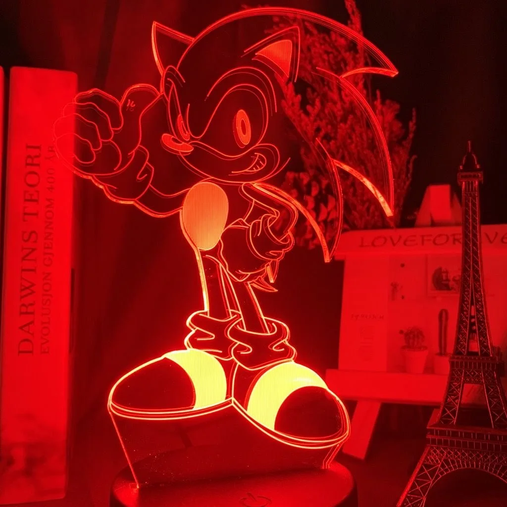 Nouveau modèle de poupée sonique 3D veilleuse LED 7 couleurs changeantes lumière Sonic figurine chambre jouets décoratifs enfants enfants Birt