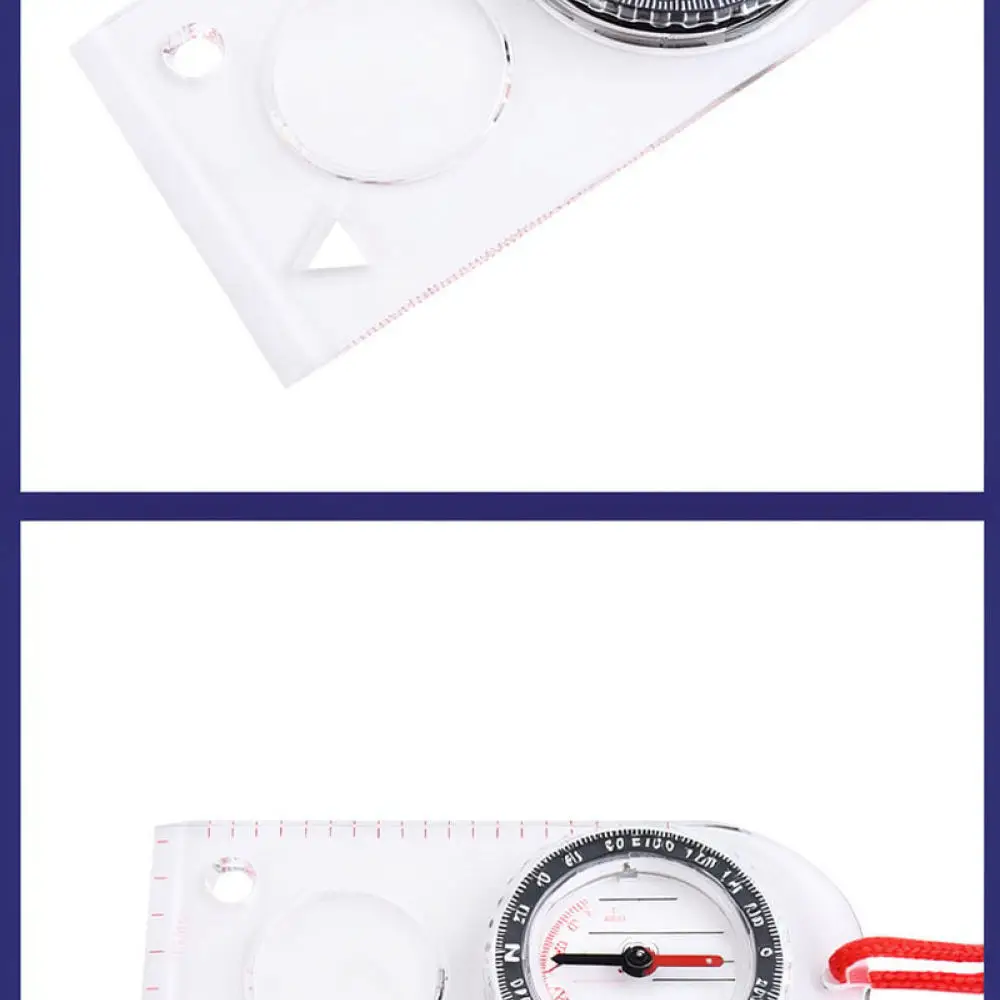 Map Measuring Compass Ruler With Magnifying Glass For Camping Hiking Trekking Wilderness Scouting Navigating Gear