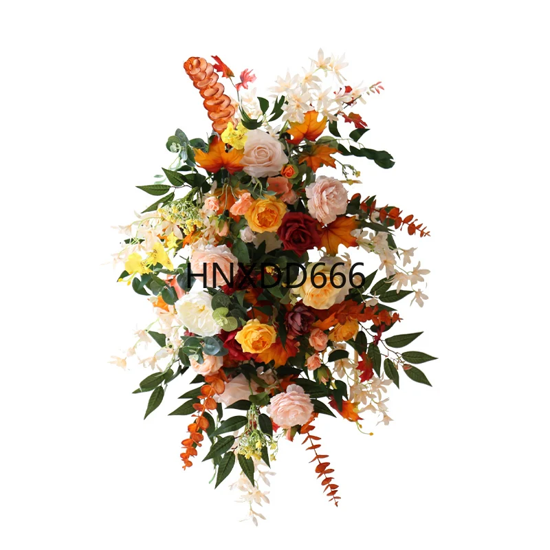 

Fake flower decoration wall hanging flower autumn red row road guide arch stage arrangement flower arrangement wedding