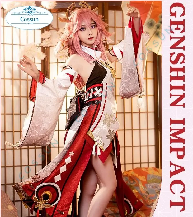 Genshin Impact Yae Miko Game Suit Elegant Kimono Uniform Cosplay Costume Halloween Party Role Play Outfit For Women