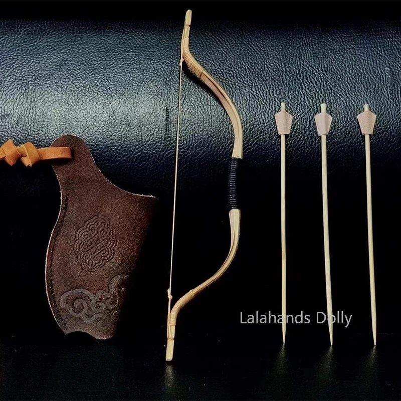 1/6 인형 집 미니 시뮬레이션 전통 활 장난감 세트 모델 인형 미니어처 아이템 장식 액세서리 어린이 선물