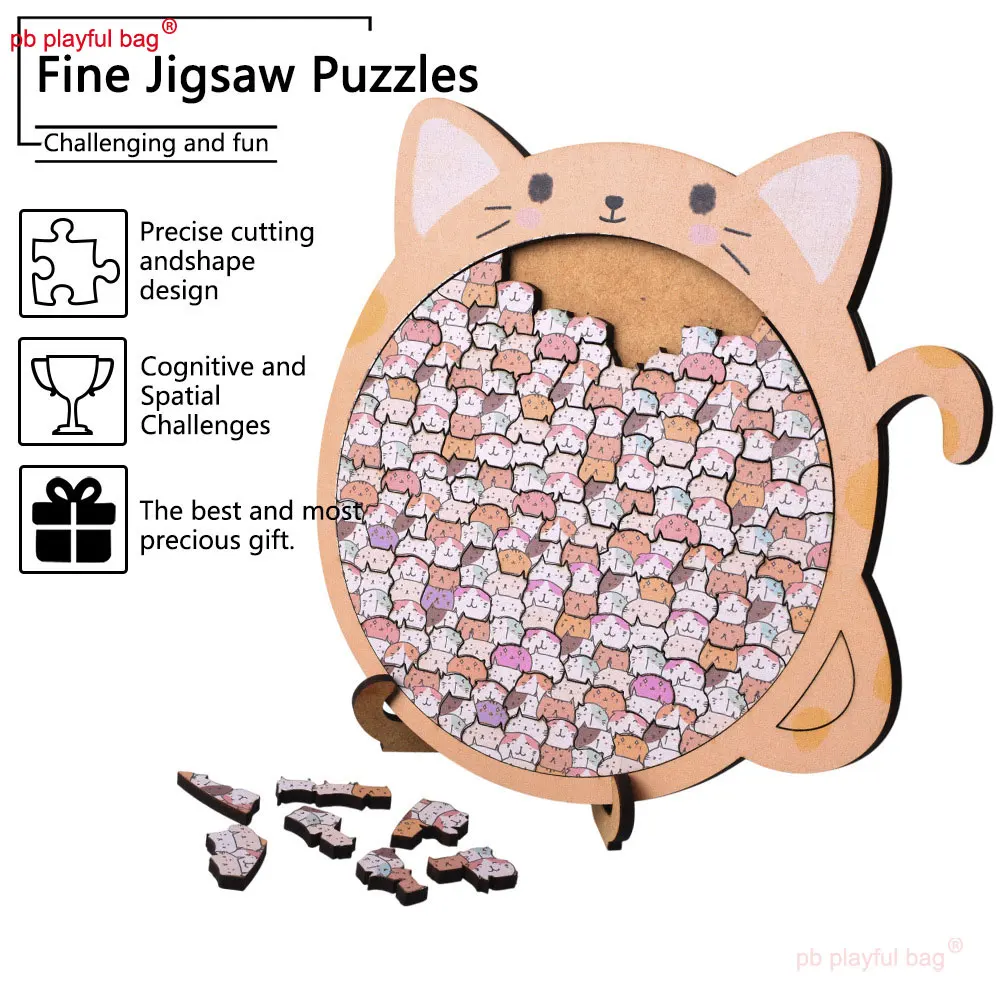 Cartoon Big Mouth Cat Jigsaw Puzzle High Difficulty Wooden Irregular Puzzle Fun Children Toys Creative Halloween Gifts UG377