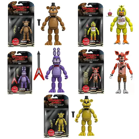 Em Estoque: Bonecos de Ação FNAF Five Nights at Freddy's - Coleção Harem Noturno (Bonnie/Freddy/Chica/Foxy) - Brinquedos Colecionáveis para Presentes de Aniversário Infantis