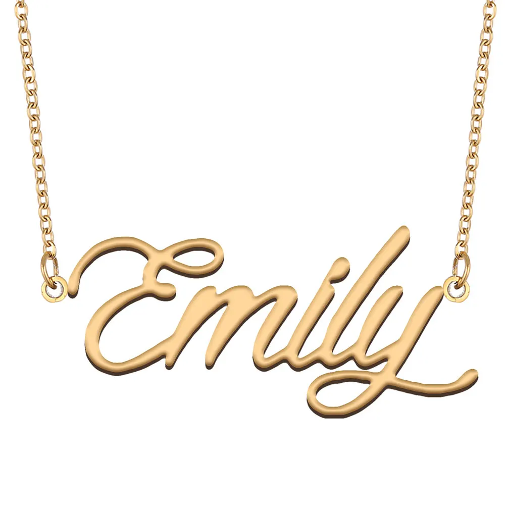 Emily Name Necklace for Women Nameplate Pendant Stainless Steel Popular Nameplate Charm Jewelry NL2389