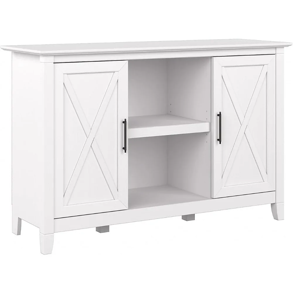 Bush Furniture Key West 30-inch Accent Cabinet with Doors and 4 Shelves, Pure White Oak (KWS146WT-03)