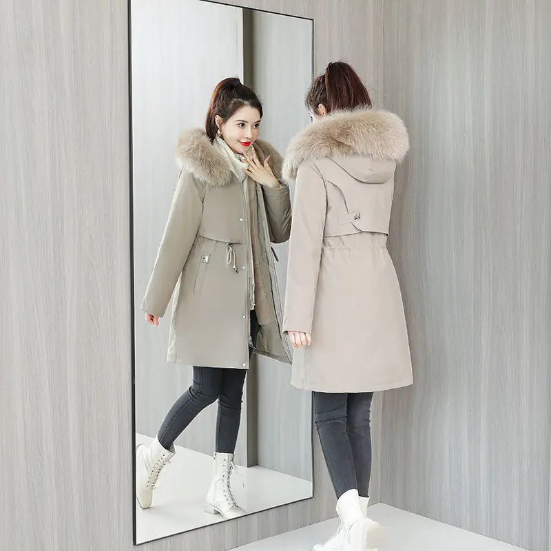 

Heavy Duty Winter Parka for Women Windproof Cotton Coat with Large Pockets Korean Style Versatile Outerwear