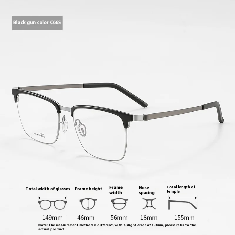 Linde Titanium Glasses Ultra Light Square Business Half Frame Glasses Frame  Formula Progressive Presbyopia Glasses Spectacles