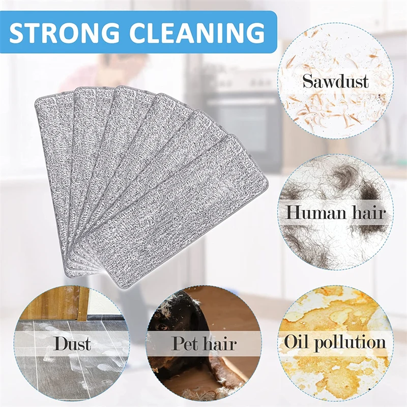 1/3/5pcs Microfiber Mop Pads Flat Replacement Heads for Wet/Dry Mop Washable Reusable Refills Floor Cleaning and Scrubbing Cloth