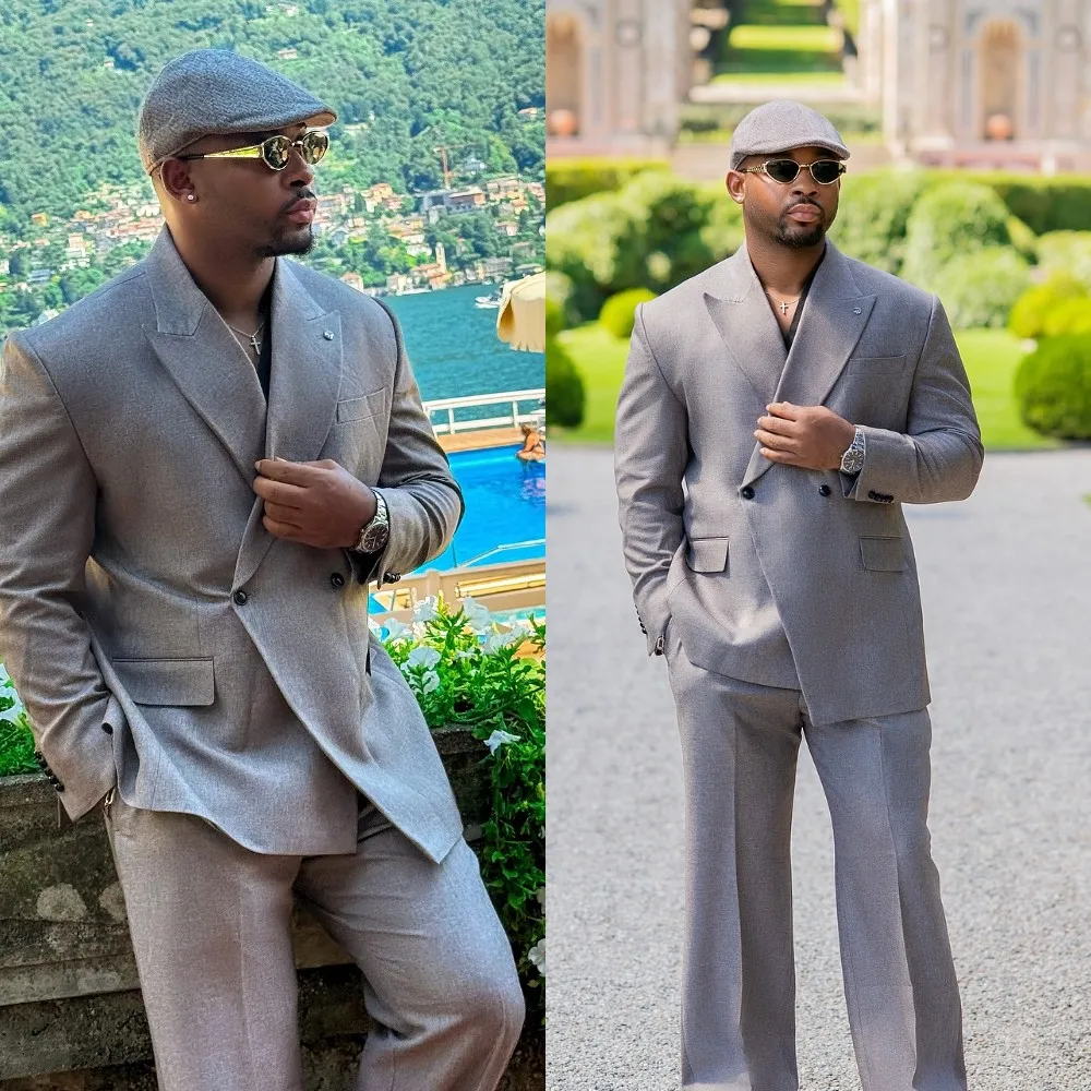 Abiti da sposa britannici per il tempo libero per lo sposo Smoking doppiopetto con risvolto con visiera 2 pezzi Giacca Pantaloni Festa serale Personalizzato