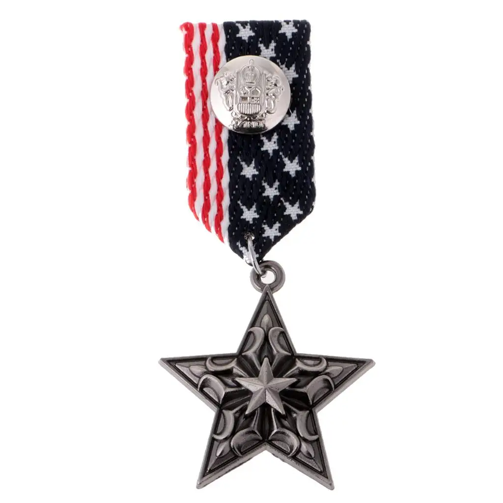 Military Uniform Ribbon Pin Brooch Badge Award Navy Style Star Medal Brooch Pin