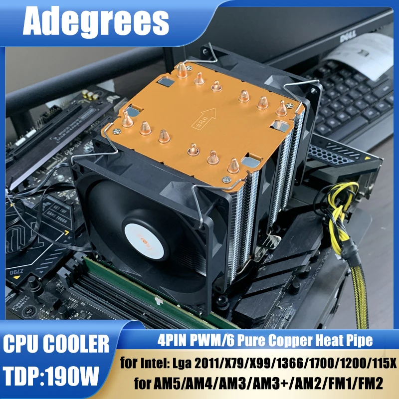 

6 Heat Pipe CPU Air Cooler PC Processor X99 Cooler for Intel LGA 1366 1700 1200 1150 1151 1155 2011 X79 AM3 AM4 AM5 ventilador