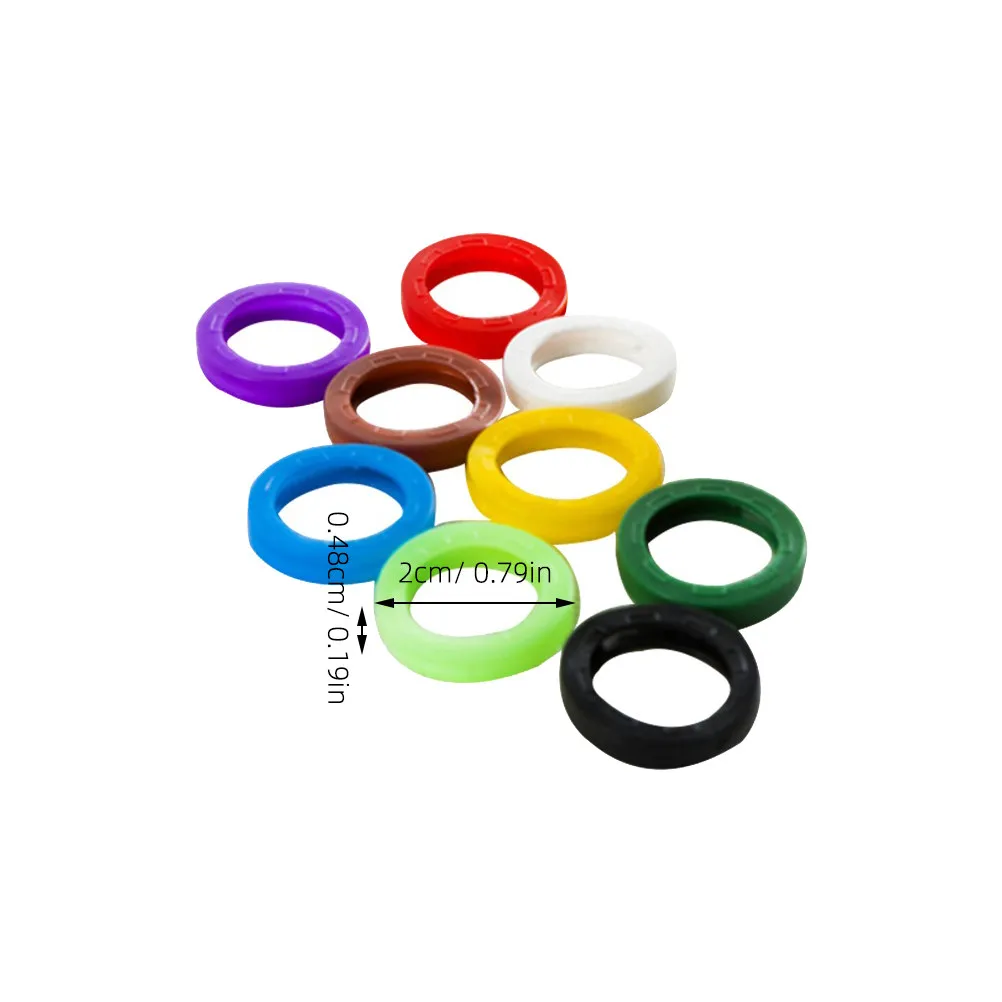 60 Pcs Colored Key Covers Caps Rings Elastic Tag Identifiers Coloured Coded Colorful