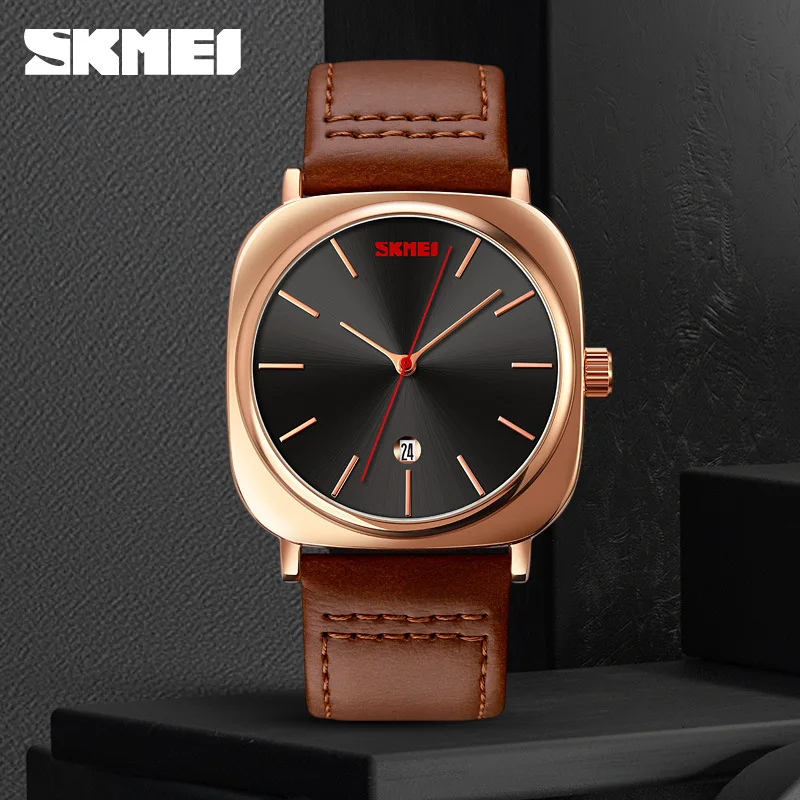 Skmei New Fashion Leather Watch Men's Waterproof Business Quartz Watch Non-Mechanical Watch