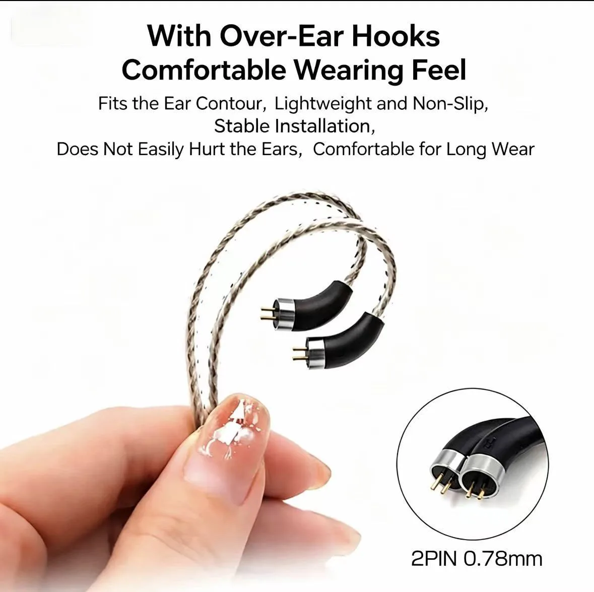 IEM Upgrade Cable, 2-Pin 0.78mm / MMCX Connector, 2.5mm / 4.4mm Balanced Wired Earphone Cable for Audiophile Headphones