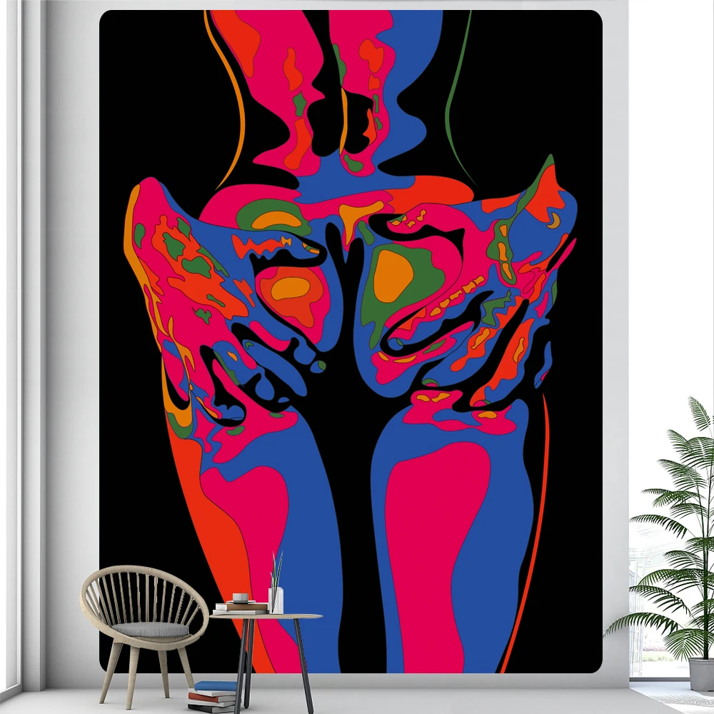 

Abstract woman psychedelic scene mandala home decor art tapestry hippie boho tarot pretty room wall decor
