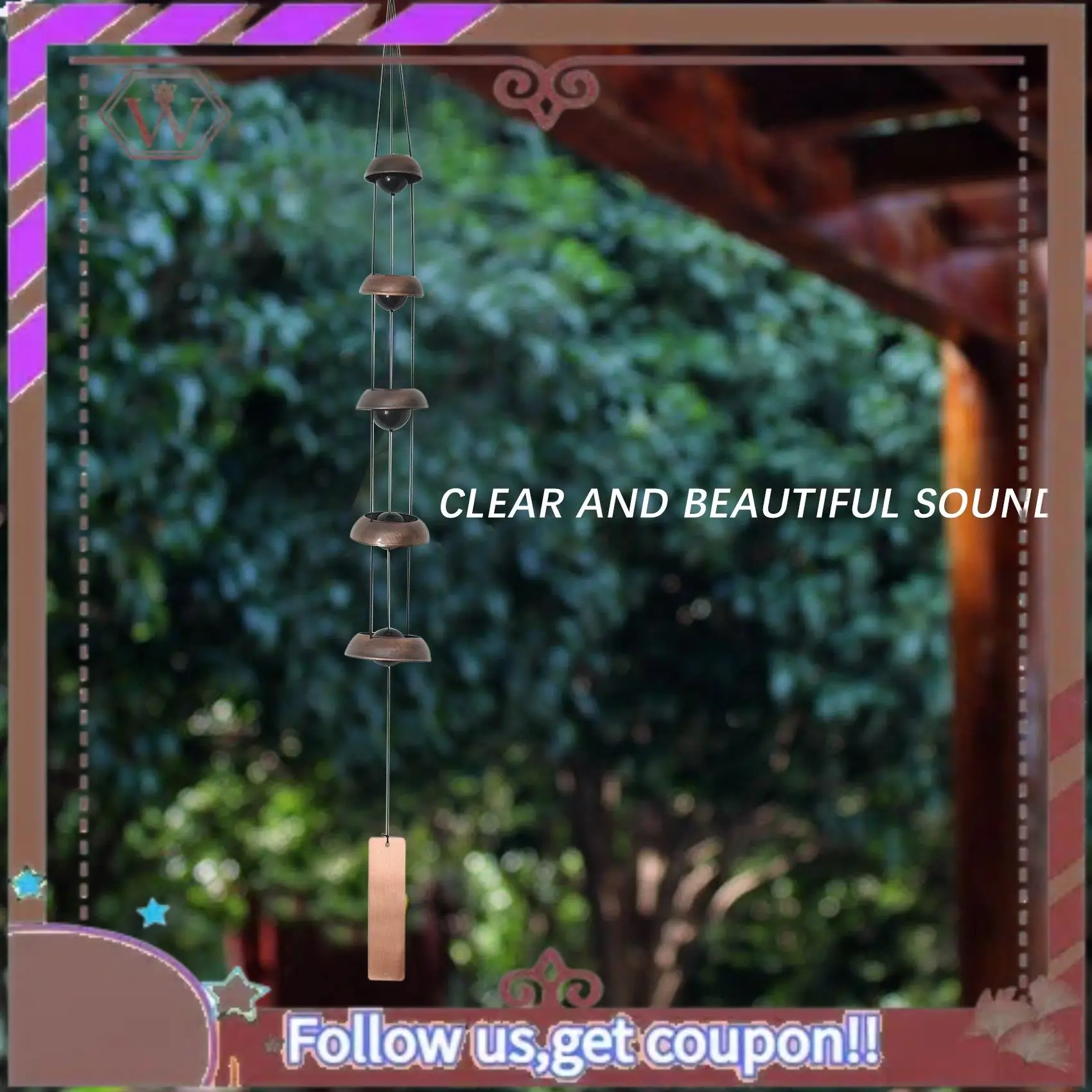 ABBG-Bell Wind Chimes Temple Wind Bell With 5 Bells,Feng Shui Wind Chime For Home Yard Outdoor Decoration Memorial Wind Chime