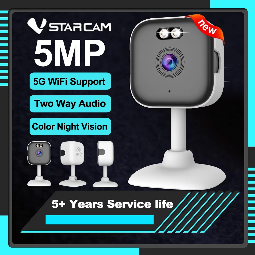 Vstarcam 5MP HD Camera Supports 5G WiFi Two Way Audio Baby Monitor Mini Indoor CCTV Security Camera AI Human Detection Camera