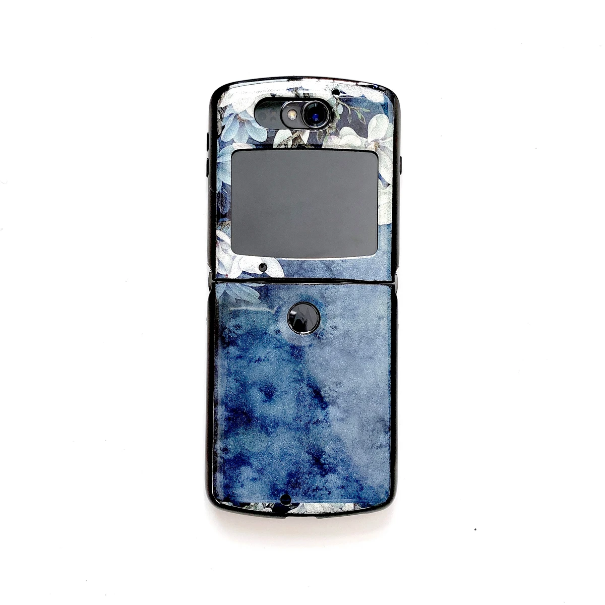 Retro Flowers Sky Blue Flip Phone Case For Motorola Moto Razr 5G 2020 2022 Protection Hard Matte Floral Back Cover Coques