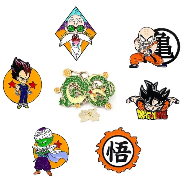 Japanese Cartoon Anime Dragon Ball Series Metal Badge Wukong Turtle Immortal Divine Dragon Accessory Brooch Animated Character