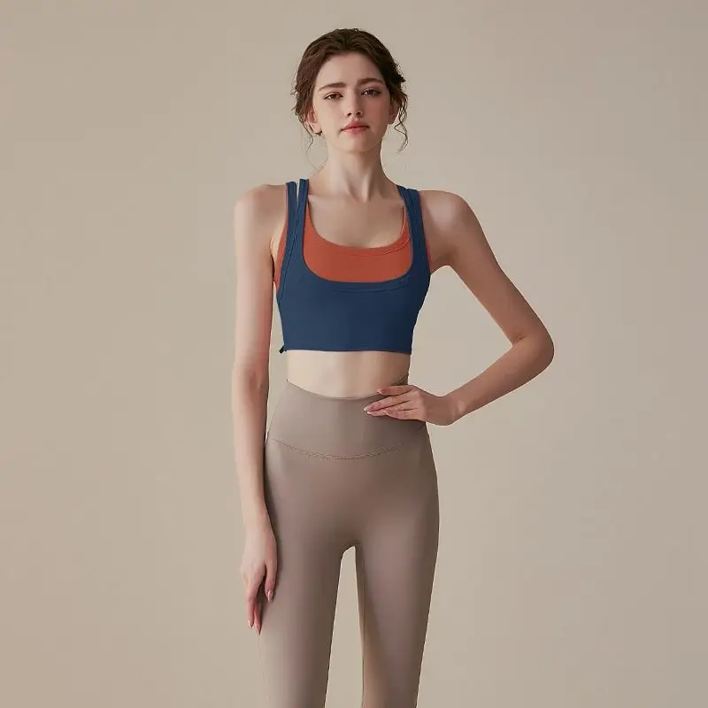 Sports Tops Women's Fitness Training Vest Anti-droop Quick-drying Contrast Color Yoga Suit