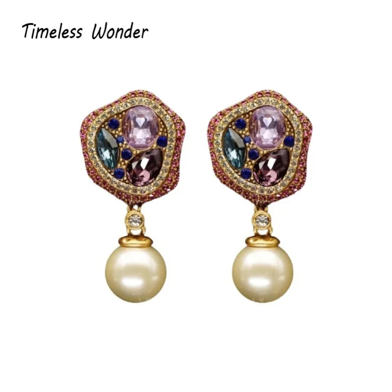 

Timeless Wonder Fancy Zircon Geo Button Earrings for Women Designer Jewelry Punk Luxury Sweet Gift Rare Top Neat Trendy 1376