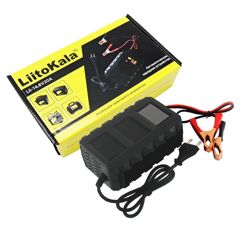 LiitoKala 4S-14.6V20A LiFePO4 Charger 12.8V Lifepo4 Battery Pack Charger Off AC180-240V US/EU/AU/UK Plug 20A Smart Power Charger