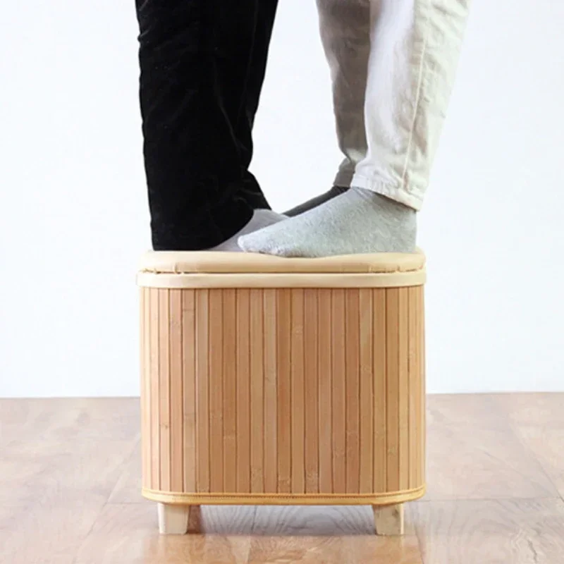 Taburete cuadrado pequeño japonés de madera maciza para el hogar, organizador moderno de almacenamiento de artículos diversos y juguetes, taburete para cambiar zapatos de pasillo