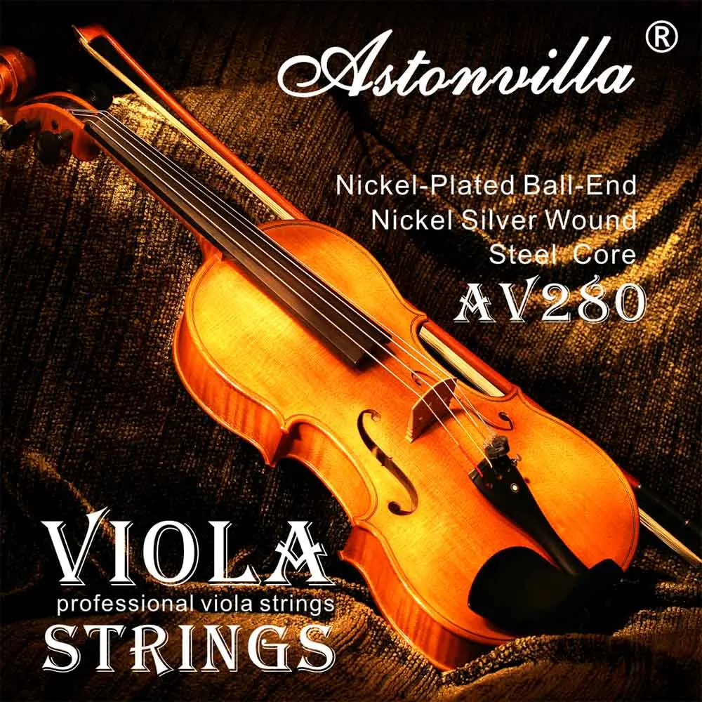 Astonvilla-Cordas de Viola de Aço Inoxidável, AV-280, Níquel, Prata, Cordas para 4/4, 3/4, 1/2, 1/4, Acessório Instrumento