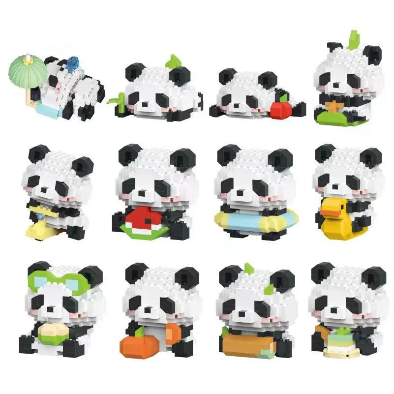 2025 Nuovo Panda Mini Building Blocks Set di costruzioni Blocco Animali Modello di assemblaggio Mattoni Decorazione domestica fai da te Giocattoli per ragazze Regalo
