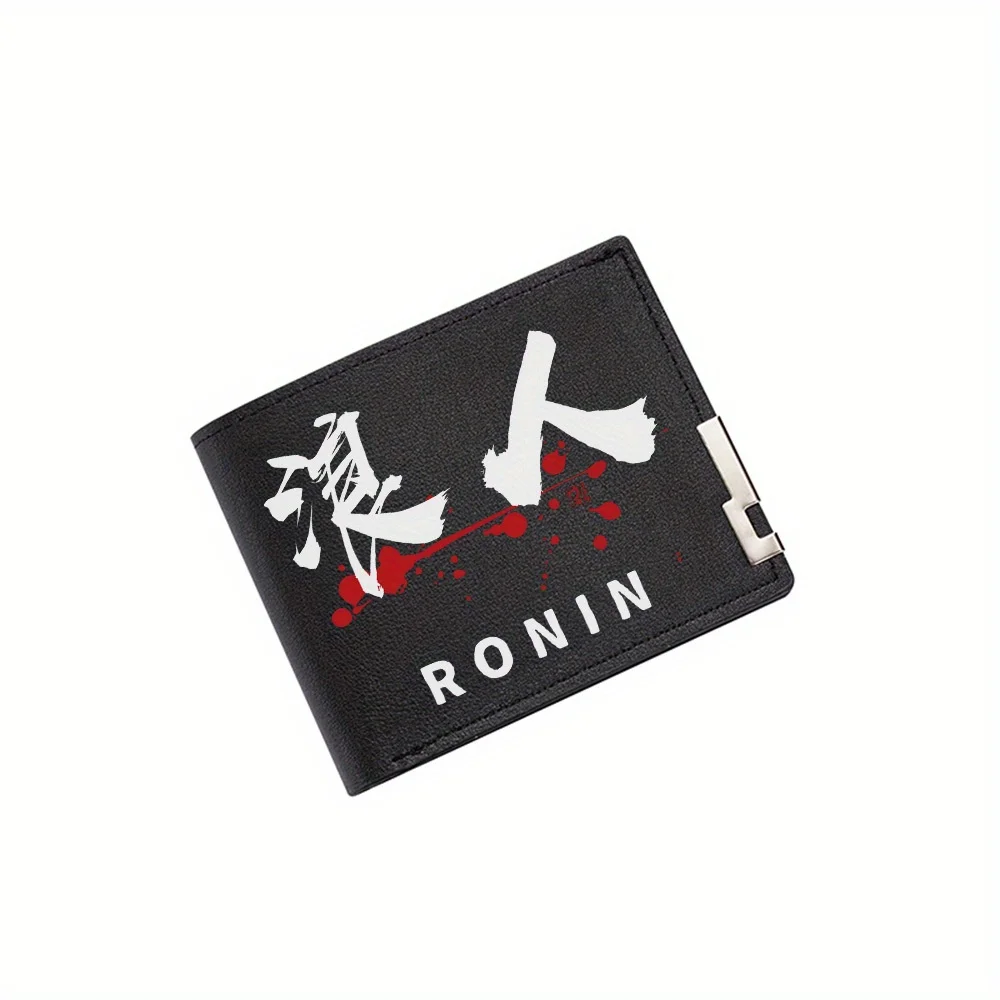 White brush strokes black background Ronin Men's Wallet Printing Design Simple Modern Stylish Business Father's Boyfriend's Chri