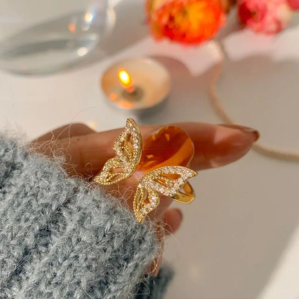 Adjustable Vintage Elegant Bow Open Ring, Fashion Light Luxury Niche, Exquisite Index Finger Jewelry Accessory Gifts For Women