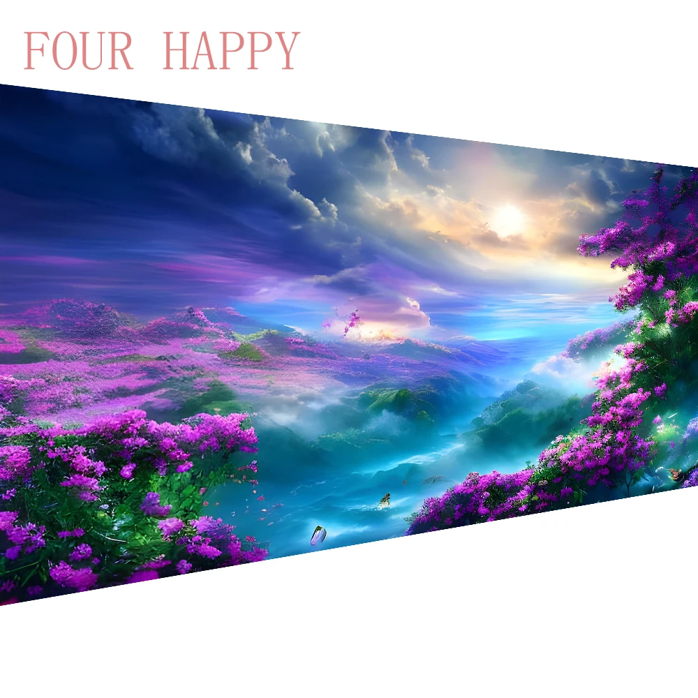 5D DIY Large Diamond Painting Cross Stitch Wall Art Hanging Painting Full Round Drill Embroidery for Home Decor Flowers