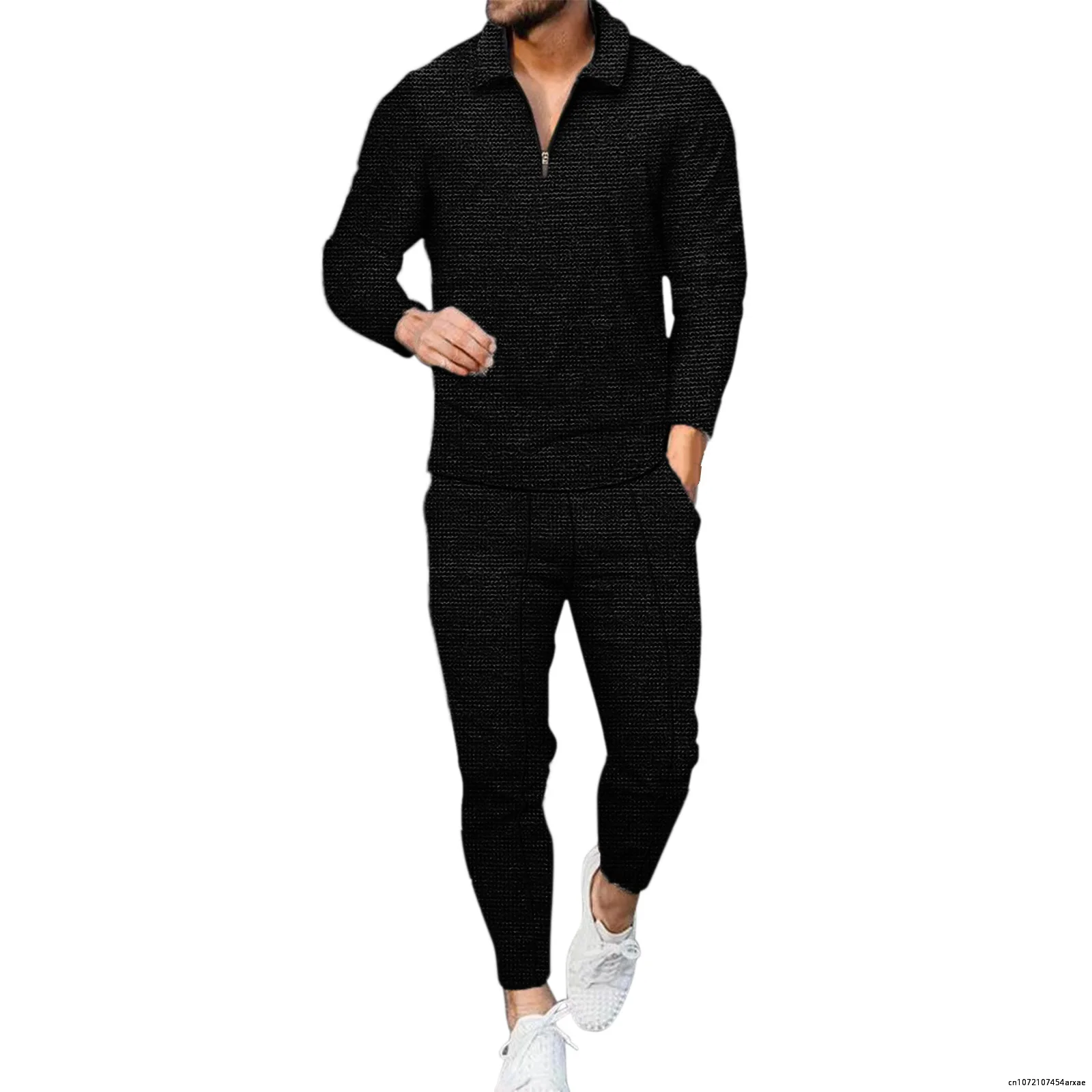 Summer Men's Sets Long Sleeve Casual Tracksuit Mens Streetwear Solid Color Two Pieces Set T-Shirt+Pants Set Men Sports Suit