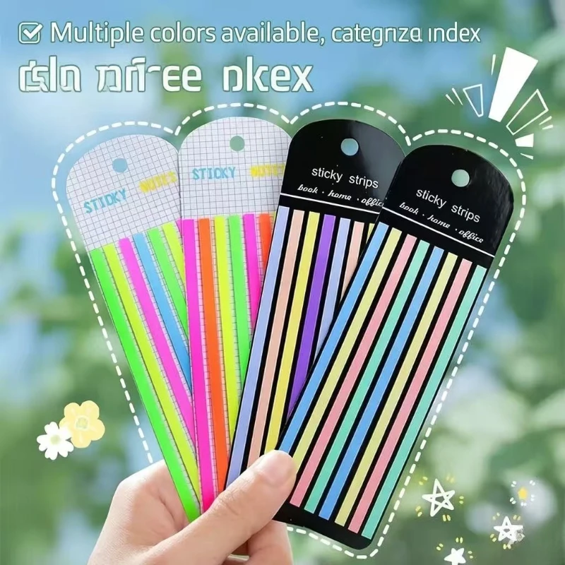 

Office School Supplies Ultra Fine Index Stickers Translucent PET Slim Fluorescent Students N Times Key Mark Color Sticky Notes