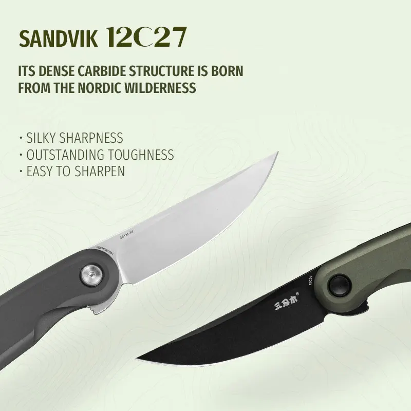 SANRENMU 331M Outdoor Folding Knife Forest Adventure Camping Picnic Cutting Food Fishing EDC Portable 12C27 Blade Folding Knives