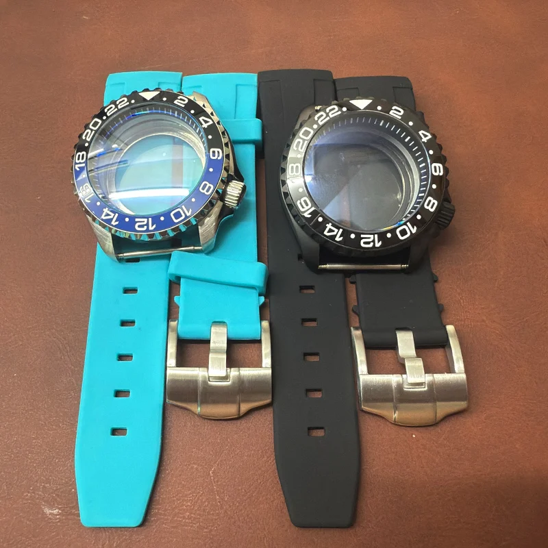 

42mm Case Bilayer Dome Sapphire Glass Installed 22mm Strap Fits NH35 NH36 4R35 7S Movement Dial Bezel Insert Men Case Refit