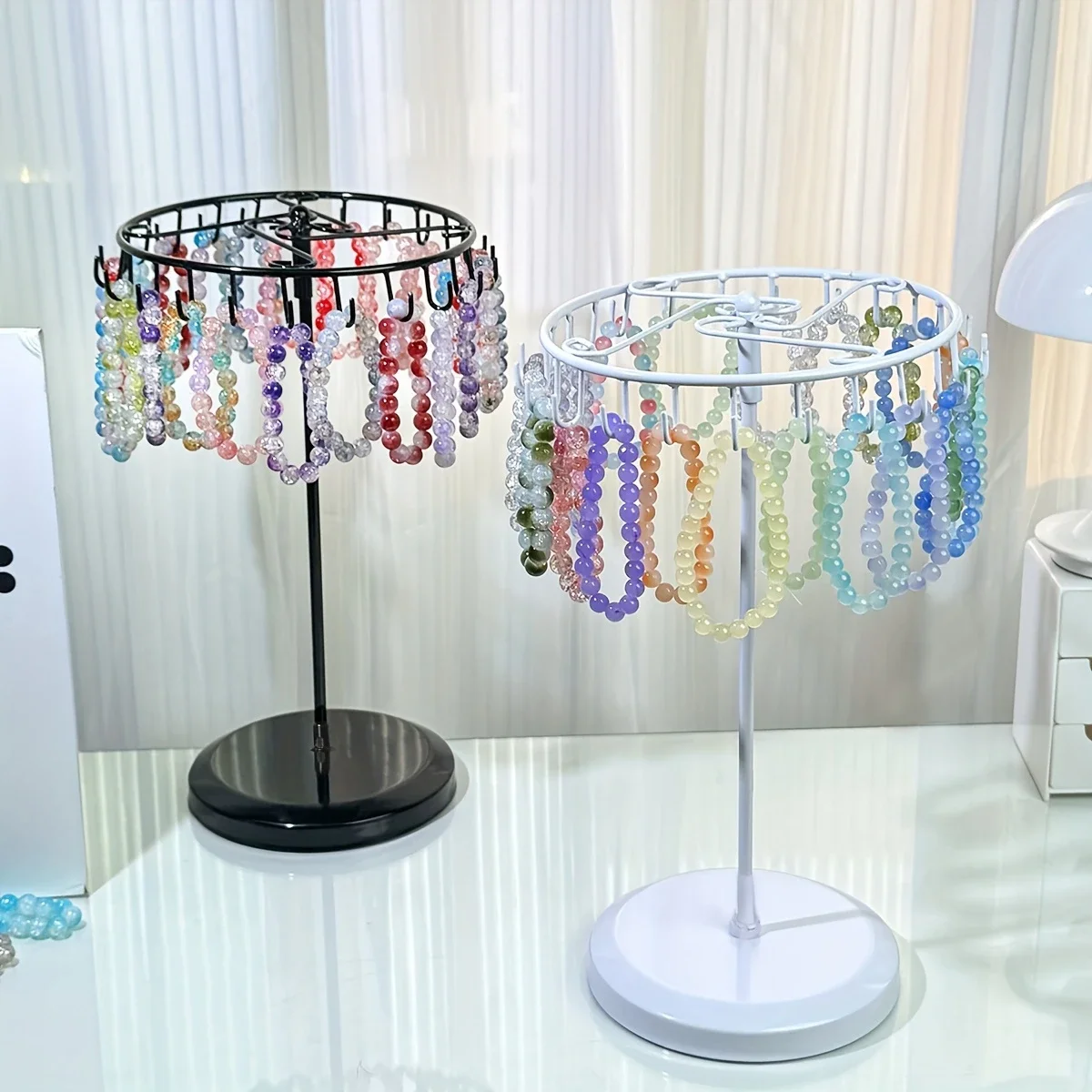 

Creative Iron Ornaments Rotating Display Stand Removable Necklace Organizer Desktop Earrings Jewelry Storage Supplies