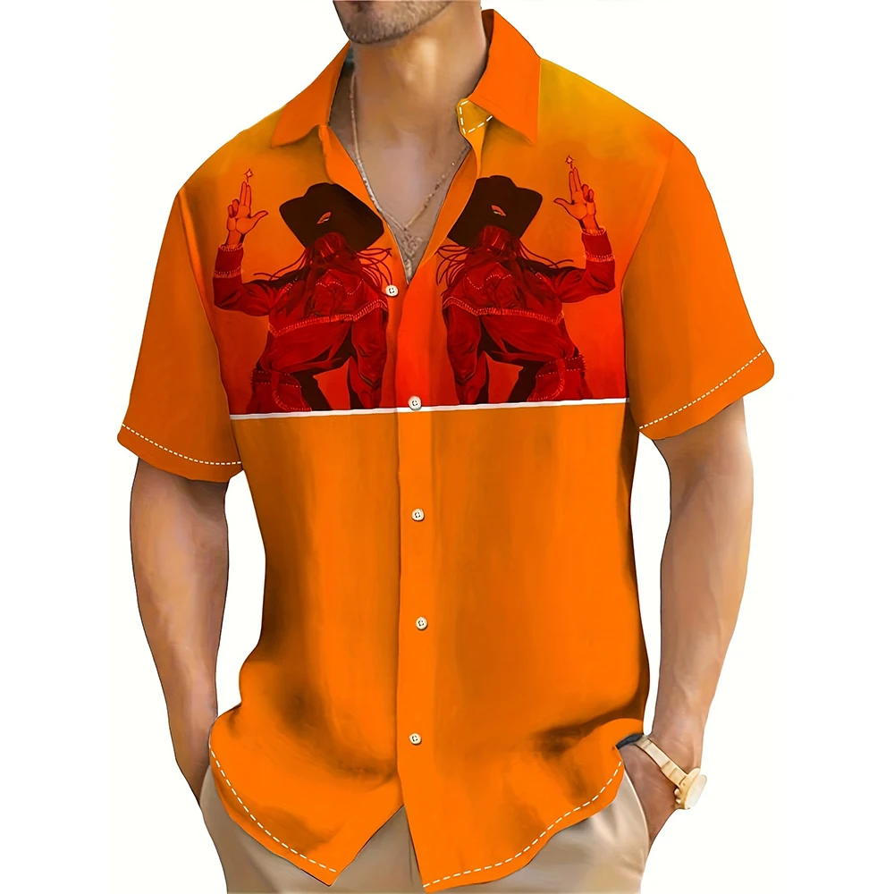 

Retro Men's Shirt Short Sleeved Men Clothing Top Summers 2024 Ethnic Style Hawaiian Shirt Man 3d Print Casual Fashion