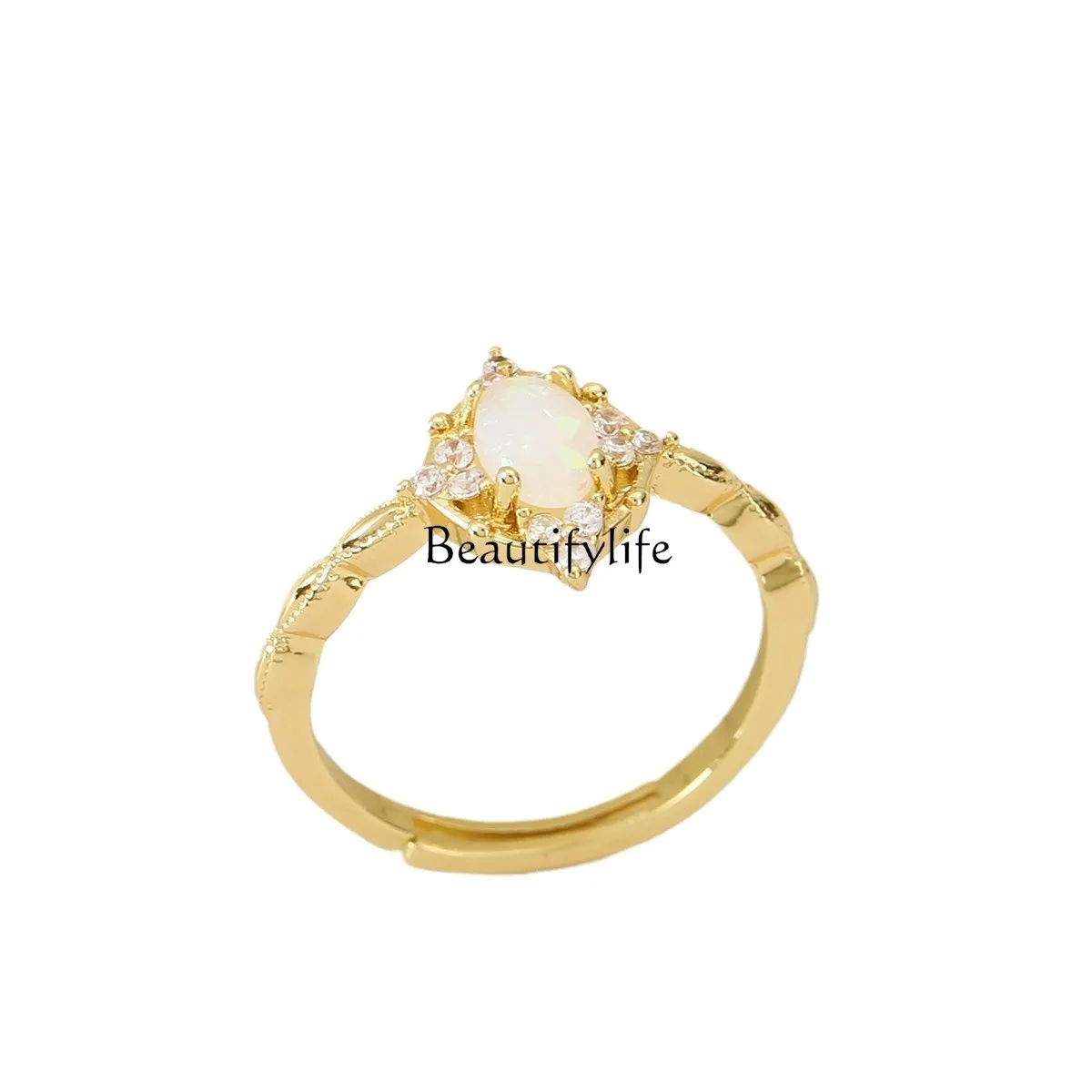 

French retro light luxury plating inlaid white oval jewelry European and American style fashion personality versatile